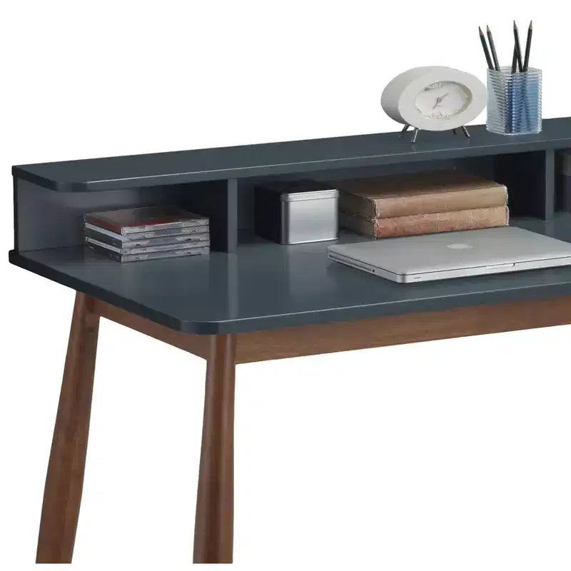 Scrivania in legno di metà secolo Okak 43IN con ripiani espositivi, scrivania con design elegante, scrivania per computer per soggiorno, camera da letto