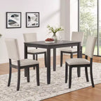 GDFStudio Amelia Farmhouse 5 Piece Square Dining Table with 4 Upholstered Chairs