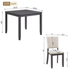 GDFStudio Amelia Set da pranzo quadrato a 5 pezzi in stile rustico con 4 sedie imbottite