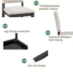 GDFStudio Amelia Set da pranzo quadrato a 5 pezzi in stile rustico con 4 sedie imbottite
