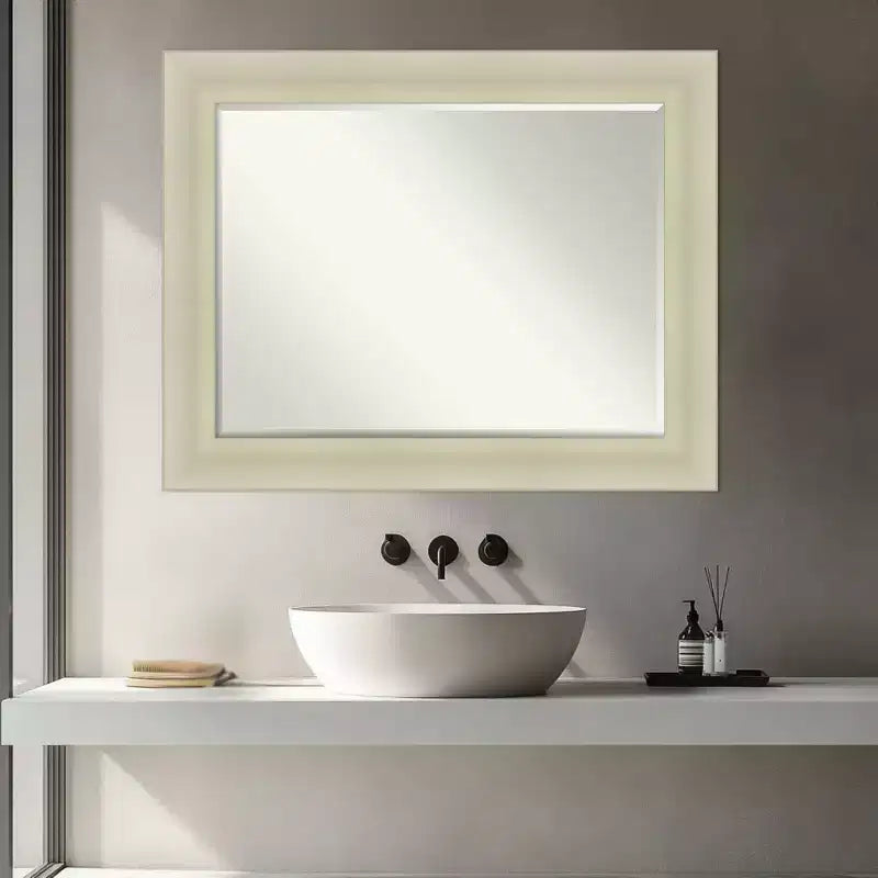 Specchio da parete per bagno Amanti Art Oliver con cornice in legno a mezzo bisello