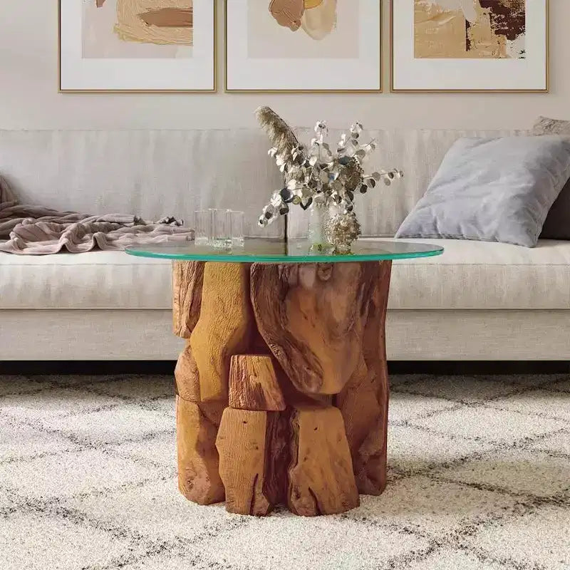vidaXL Tavolino da caffè marrone in legno massello di teak driftwood Tavolino da caffè medio - Marrone