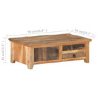 vidaXL Tavolino da caffè legno massello di recupero e legno massello di acacia, Colore naturale
