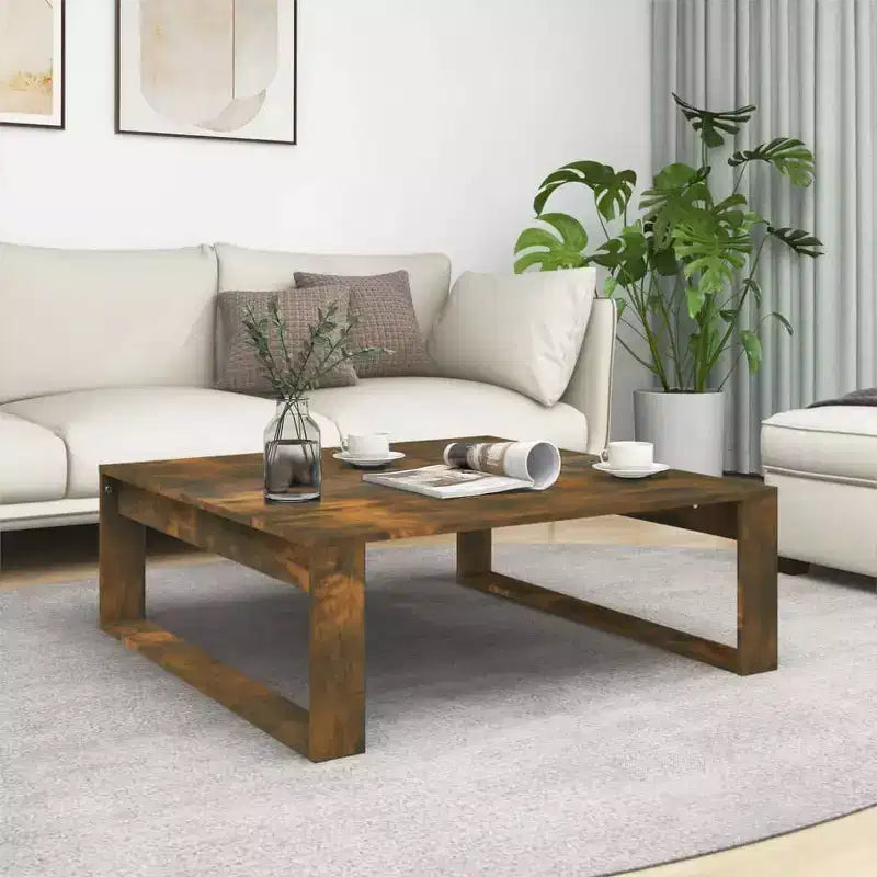 vidaXL Tavolino Rettangolare Rovere Affumicato - Tavolino Moderno in Legno Ingegnerizzato per Soggiorno/Salotto - 100x100x35 cm