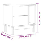 vidaXL Comodino FLAM 49x35x50 cm in Legno Massello di Pino