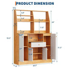 Credenza a buffet in legno stile rustico con cassetti, ampio armadio dispensa da cucina indipendente con ripiani regolabili per ingresso