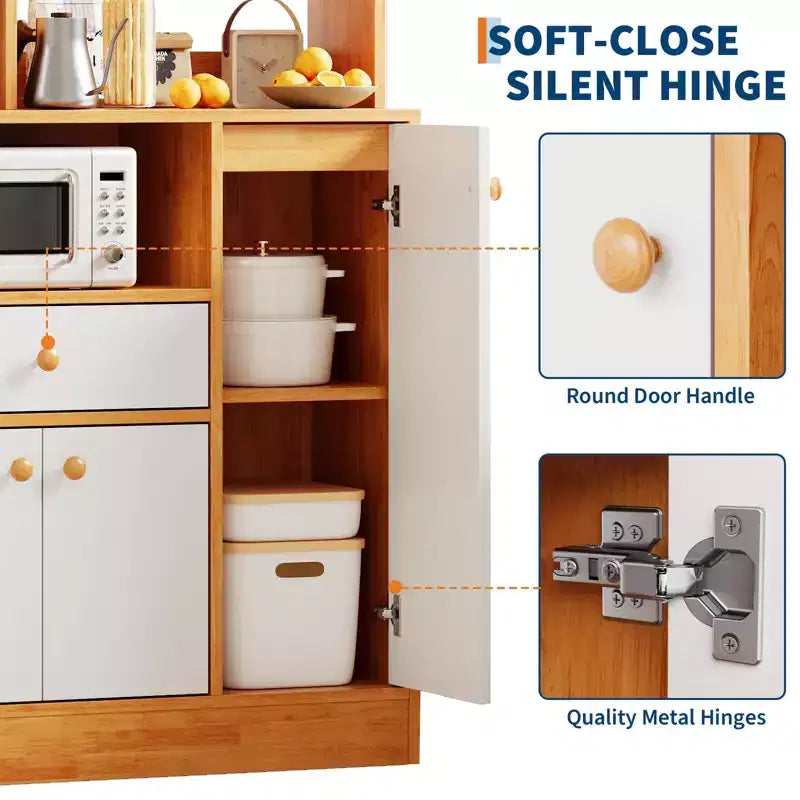 Credenza a buffet in legno stile rustico con cassetti, ampio armadio dispensa da cucina indipendente con ripiani regolabili per ingresso