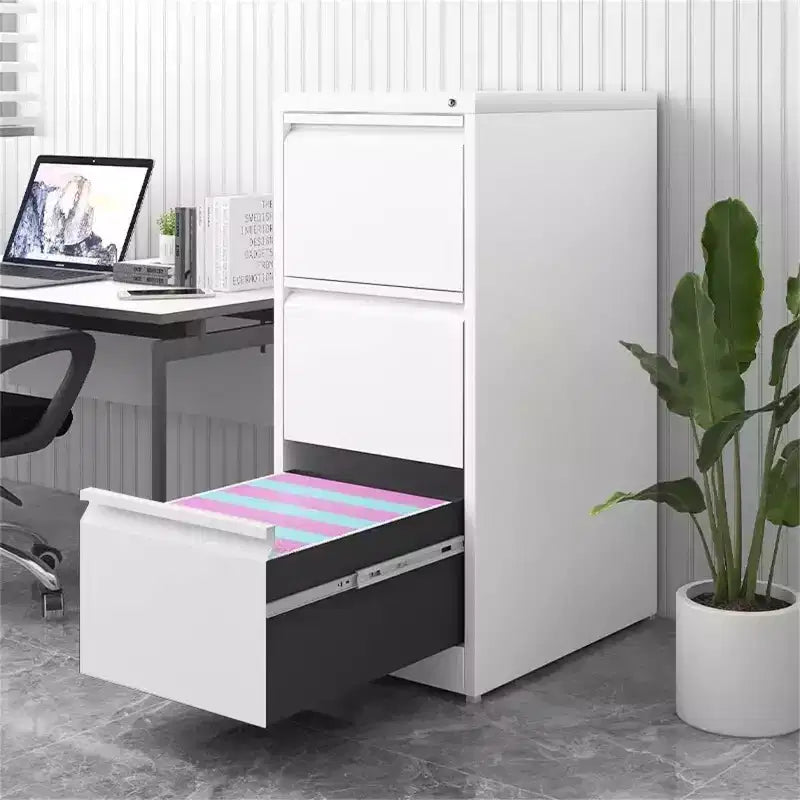 COZONY Cassettiera Portadocumenti a 3 Cassetti con Serratura, Mobile Verticale in Metallo per Ufficio Domestico