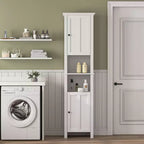MAYEERTY Bathroom Floor Storage Cabinet with 2 Doors & 6 Shelves, Multifunctional Wooden Cabinet for Living Room Bathroom