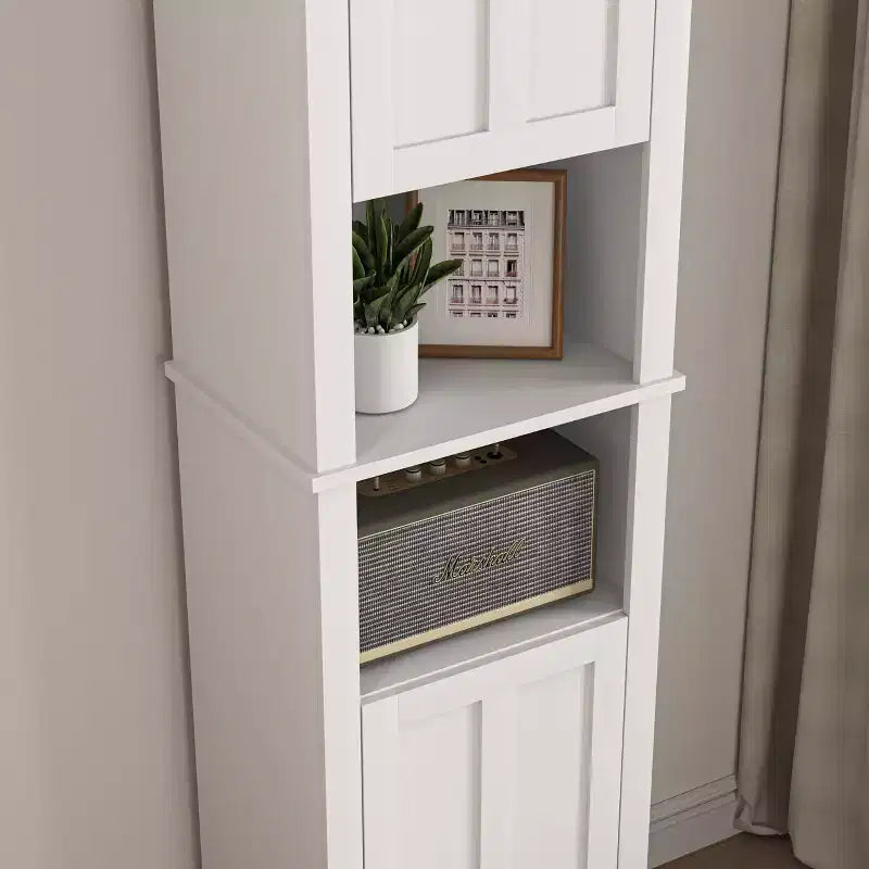 Mobiletto multiuso MAYEERTY da bagno a terra con 2 ante e 6 ripiani, mobile in legno per soggiorno o bagno