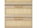 Comodino in Rattan, Comodino Boho con 3 Cassetti in Rattan Naturale, Tavolino da Notte con Robuste Gambe in Legno, Tavolino Moderno con Cassetti Contenitori