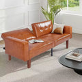 Zevemomo Convertible Sofa Bed With Adjustable Backrest,Functions As A Recliner And Loveseat,Foam And Spring Cushions,Brown