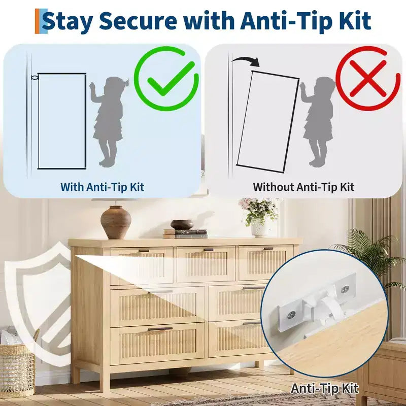 Mobile contenitore da incasso per camera da letto, 120,4 cm, con 7 cassetti, organizer grande per vestiti, camera da letto, cameretta dei bambini, soggiorno, porta TV per corridoio