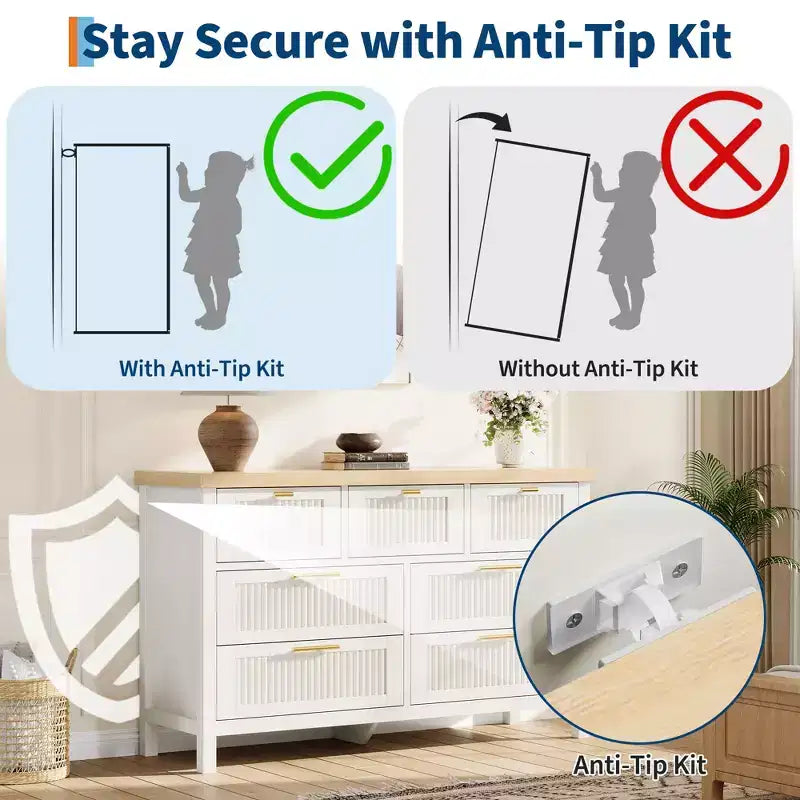 Mobile contenitore da incasso per camera da letto, 120,4 cm, con 7 cassetti, organizer grande per vestiti, camera da letto, cameretta dei bambini, soggiorno, porta TV per corridoio