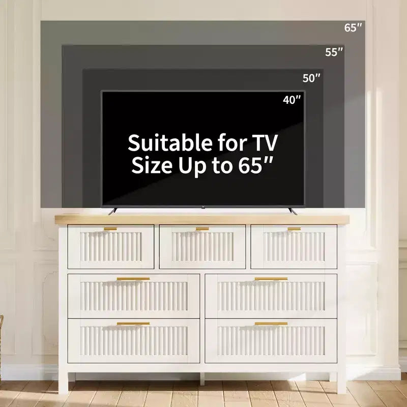 Mobile contenitore da incasso per camera da letto, 120,4 cm, con 7 cassetti, organizer grande per vestiti, camera da letto, cameretta dei bambini, soggiorno, porta TV per corridoio