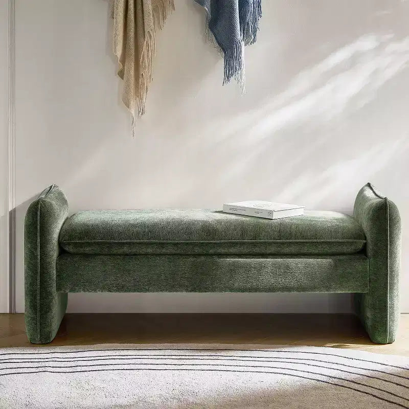 Panca imbottita in tessuto ciniglia Donna Modern | ARTFUL LIVING DESIGN