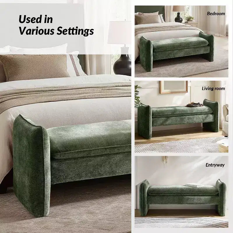 Panca imbottita in tessuto ciniglia Donna Modern | ARTFUL LIVING DESIGN