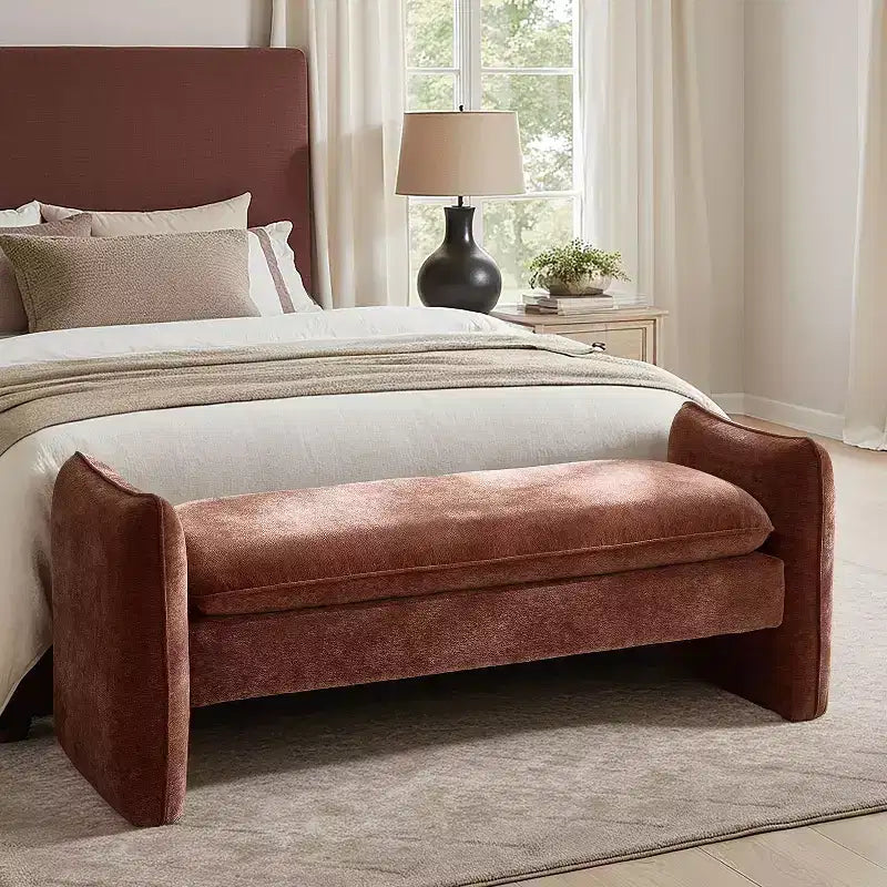 Panca imbottita in tessuto ciniglia Donna Modern | ARTFUL LIVING DESIGN