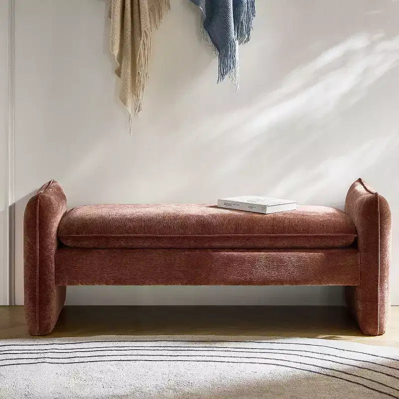Panca imbottita in tessuto ciniglia Donna Modern | ARTFUL LIVING DESIGN