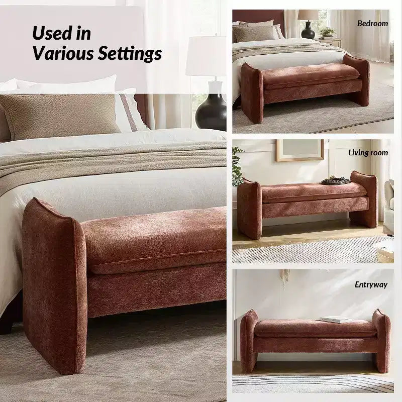 Panca imbottita in tessuto ciniglia Donna Modern | ARTFUL LIVING DESIGN