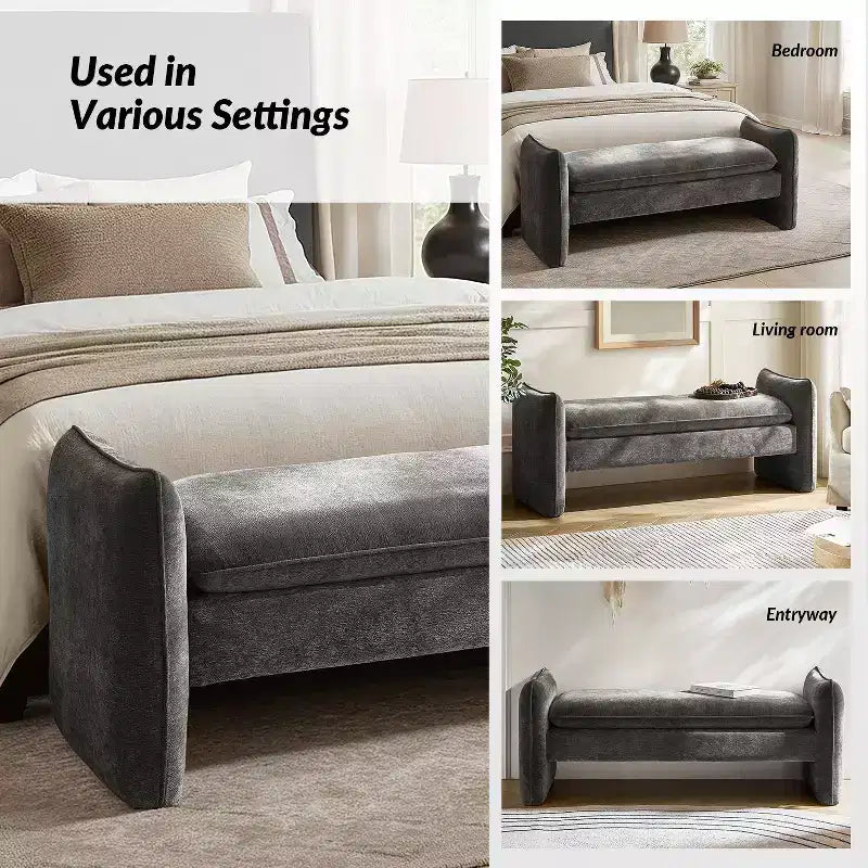 Panca imbottita in tessuto ciniglia Donna Modern | ARTFUL LIVING DESIGN