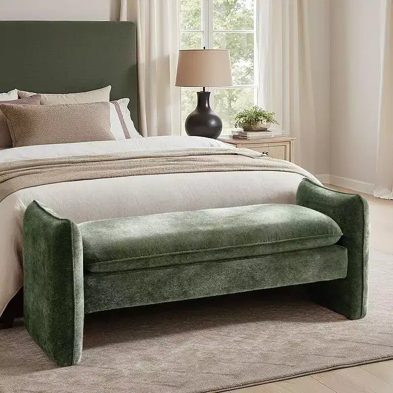 Panca imbottita in tessuto ciniglia Donna Modern | ARTFUL LIVING DESIGN