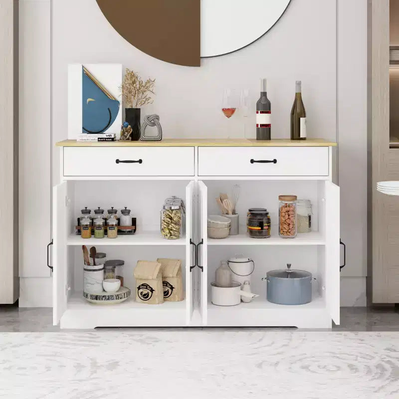 GDFStudio Hayes Mobile Credenza/Madia Stile Fattoria Moderna con 2 Cassetti e 4 Ante