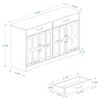 GDFStudio Hayes Mobile Credenza/Madia Stile Fattoria Moderna con 2 Cassetti e 4 Ante