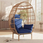 Sedie a uovo in vimini per esterni, Sedia da patio oversize Sedia a sdraio oversize con cuscino per soggiorno, camera da letto, patio e cortile interni