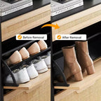 Scarpiera Contenitore con 2 Cassetti a Ribalta e 1 Cassetto, Organizzatore di Scarpe Autoportante in Rattan con 3 Ripiani Regolabili per Pantofole, Scarpe da Ginnastica, Tacchi