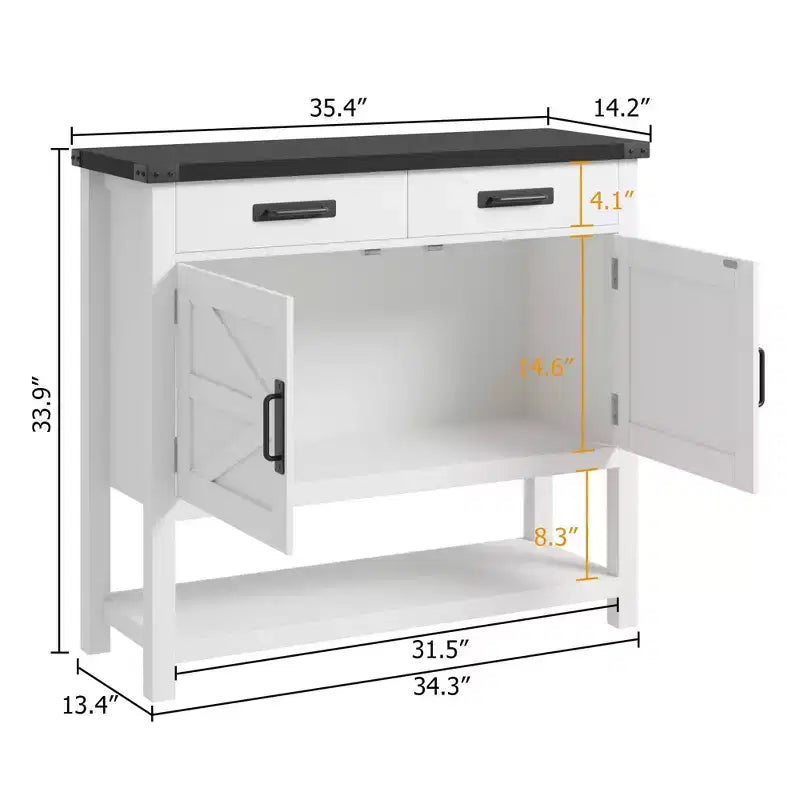 Tavolo da ingresso stile rustico, credenza a 2 ante e console con 2 cassetti per cucina/corridoio/soggiorno