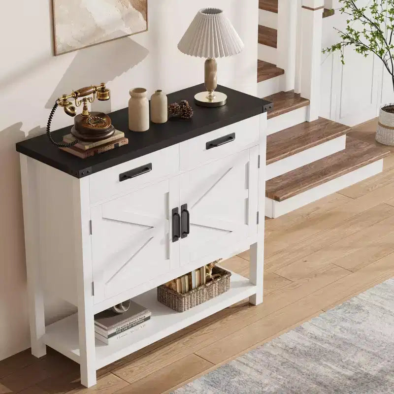 Tavolo da ingresso stile rustico, credenza a 2 ante e console con 2 cassetti per cucina/corridoio/soggiorno