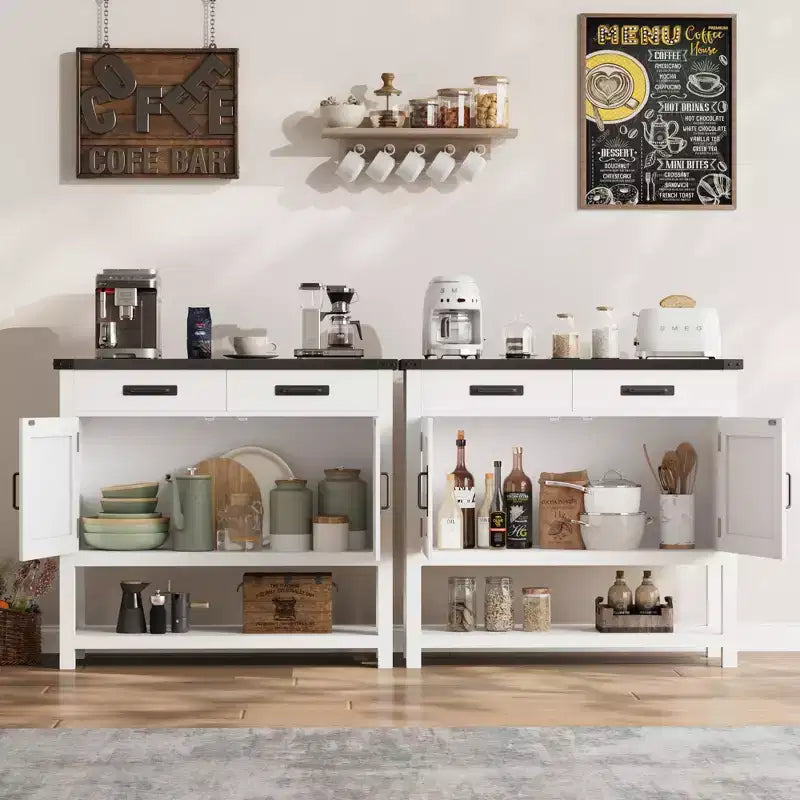 Tavolo da ingresso stile rustico, credenza a 2 ante e console con 2 cassetti per cucina/corridoio/soggiorno