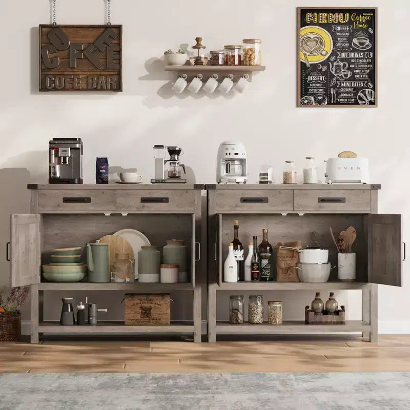 Tavolo da ingresso stile rustico, credenza a 2 ante e console con 2 cassetti per cucina/corridoio/soggiorno