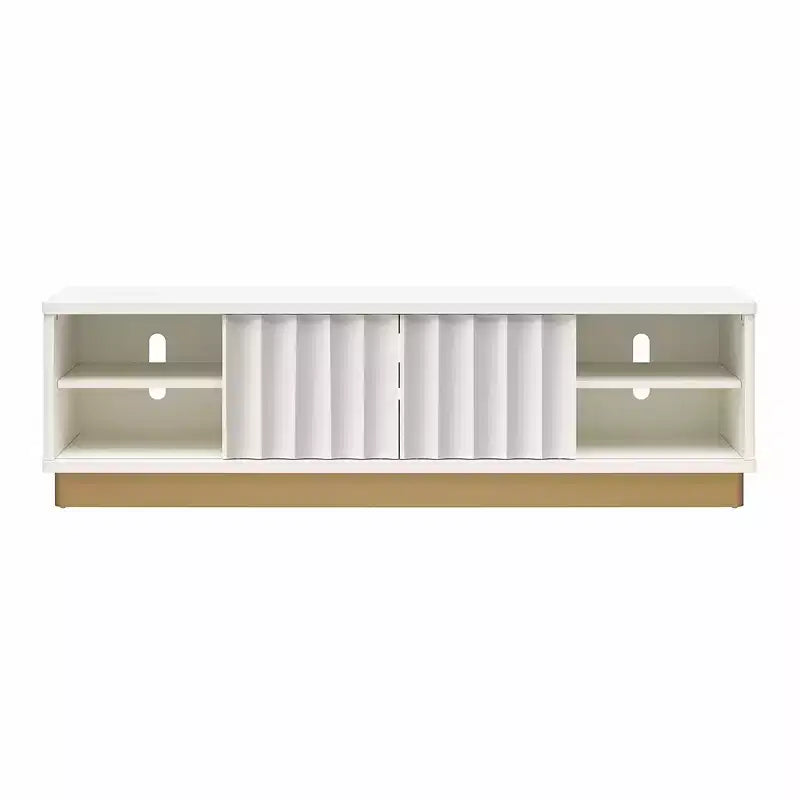 GDFStudio Hilton Mobile TV Scalloped Moderno per TV fino a 65 pollici con Base Dorata e Ante Scorrevoli