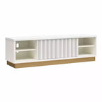 GDFStudio Hilton Mobile TV Scalloped Moderno per TV fino a 65 pollici con Base Dorata e Ante Scorrevoli