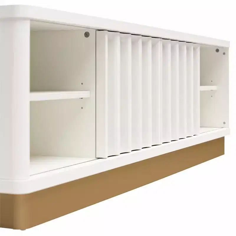GDFStudio Hilton Mobile TV Scalloped Moderno per TV fino a 65 pollici con Base Dorata e Ante Scorrevoli