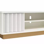 GDFStudio Hilton Mobile TV Scalloped Moderno per TV fino a 65 pollici con Base Dorata e Ante Scorrevoli