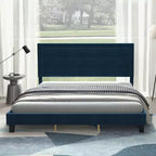 COZONY Letto King Size con Testiera Imbottita, Rete a Doghe in Legno e Robusta Struttura in Metallo per Camera da Letto