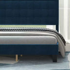 COZONY Letto King Size con Testiera Imbottita, Rete a Doghe in Legno e Robusta Struttura in Metallo per Camera da Letto