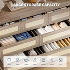 Comò in rattan a 7 cassetti per camera da letto, cassettiere in legno, organizzatore moderno in stile rustico per armadio, soggiorno