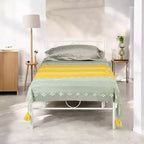 Struttura letto in metallo FurnitureR una piazza e mezza con testiera e pediera, contenitore sottostante, nessuna molla necessaria, facile montaggio, bianco