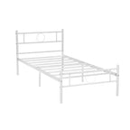 Struttura letto in metallo FurnitureR una piazza e mezza con testiera e pediera, contenitore sottostante, nessuna molla necessaria, facile montaggio, bianco