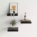 Mensole galleggianti FurnitureR, set da 3 per parete, mensole rustiche in legno da parete per bagno, camera da letto, soggiorno, cucina, nero