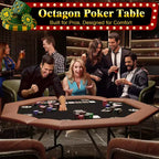 Tavolo da Poker Ottagonale con 8 Portabicchieri, Tavolo da Casinò per 8 Giocatori, Tavolo da Gioco Blackjack con Bordo Imbottito Resistente all'Acqua