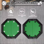 Tavolo da Poker Ottagonale con 8 Portabicchieri, Tavolo da Casinò per 8 Giocatori, Tavolo da Gioco Blackjack con Bordo Imbottito Resistente all'Acqua