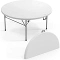 VINGLI White 5 FT Round Bi-Folding Commercial Table, 60 inch Portable Plastic Dining Card Table for Kitchen Party Wedding Event, 1-Pack