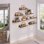 Mensole galleggianti FurnitureR per parete, set di mensole decorative in legno da 15,75 pollici, set di 8 mensole moderne per soggiorno, marrone