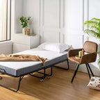 Letto pieghevole FurnitureR con materasso in memory foam da 5 pollici, letto pieghevole portatile per gli ospiti con ruote, struttura in metallo pieghevole per adulti, robusto