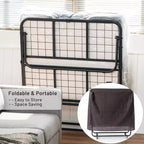 Lettino Pieghevole FurnitureR con Materasso in Memory Foam da 5 Pollici, Letto Pieghevole Stretto da 75x30 cm con Rotelle, Struttura Robusta in Metallo